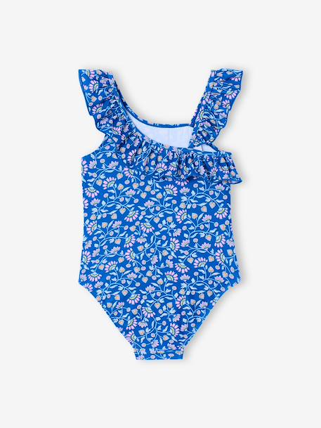 Badpak voor meisjes met bloemen 1 stuk blauw - vertbaudet enfant 