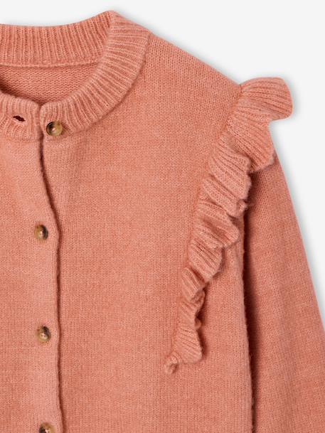Meisjesvest met fantasie ruches brons+roze (poederkleur) - vertbaudet enfant 