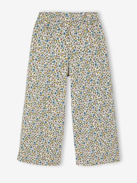 Wijde legging met golvend effect voor meisjes koraal+saliegroen+wit, bedrukt+zachtpaars - vertbaudet enfant 