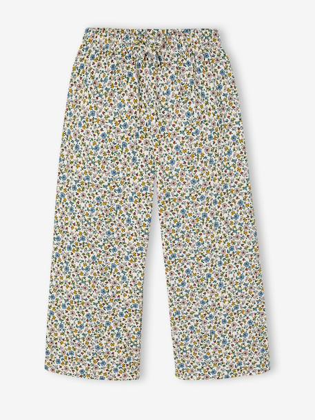 Wijde legging met golvend effect voor meisjes koraal+saliegroen+wit, bedrukt+zachtpaars - vertbaudet enfant 