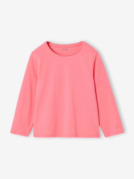 Set van 3 BASICS meisjesshirts met lange mouwen antraciet+ecru+grijsblauw+indigoblauw+koraal+rozen+zachtpaars - vertbaudet enfant 