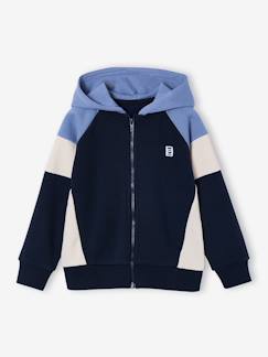 -Sweater met rits jongen met capuchon coloblock