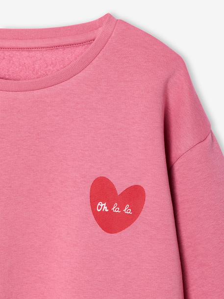 Basic meisjessweater met motief antraciet+donkerpaars+inktblauw+koraal+pioenroos+salie+vanille - vertbaudet enfant 