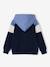 Sweater met rits jongen met capuchon coloblock bordeauxrood+gemêleerd grijs+groen+middenblauw+okergeel - vertbaudet enfant 