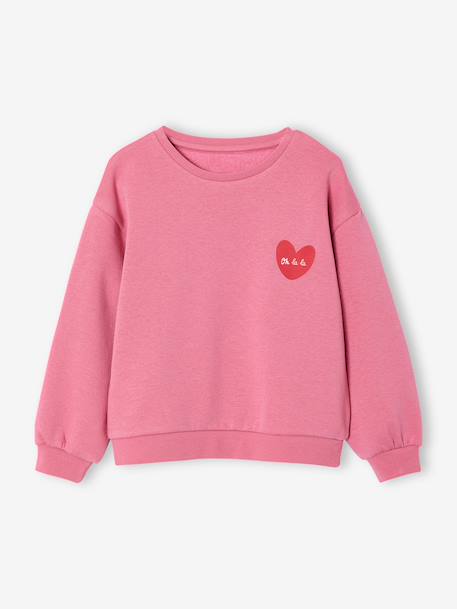 Basic meisjessweater met motief antraciet+donkerpaars+inktblauw+koraal+pioenroos+salie+vanille - vertbaudet enfant 