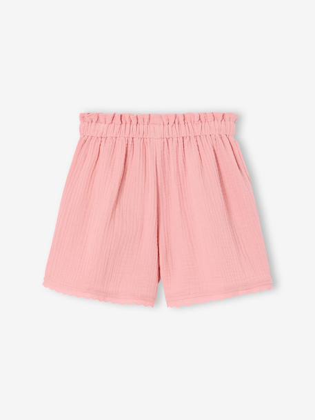 Meisjesshort van katoengaas lichtblauw+rouge - vertbaudet enfant 