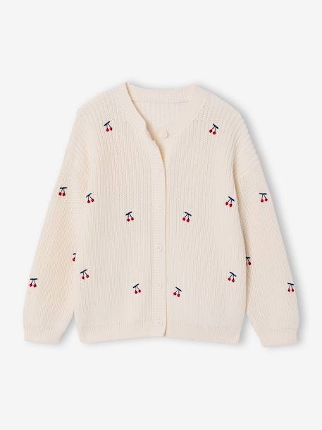 Meisjesvest met versieringen ecru+grijsblauw+olijf+rouge+vanille - vertbaudet enfant 