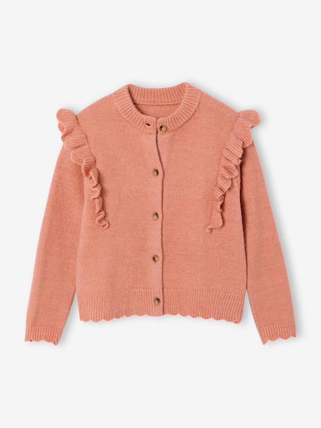Meisjesvest met fantasie ruches brons+roze (poederkleur) - vertbaudet enfant 