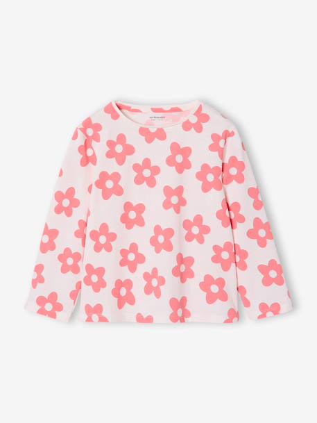 Set van 3 BASICS meisjesshirts met lange mouwen antraciet+ecru+grijsblauw+indigoblauw+koraal+rozen+zachtpaars - vertbaudet enfant 