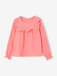 - Meisjesblouse met ruches van katoengaas