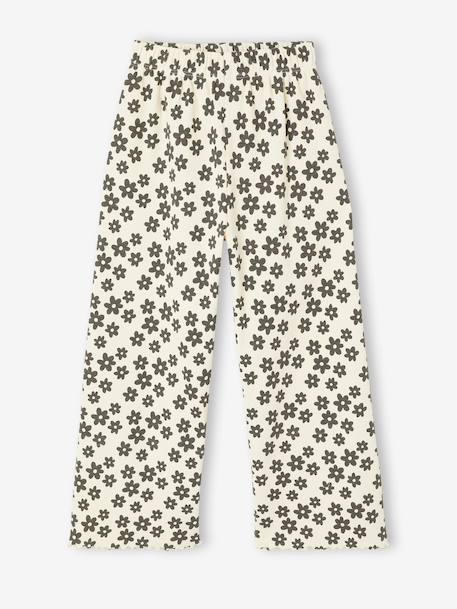 Meisjes legging in ribgebreide stof beige+ecru+wit, bedrukt - vertbaudet enfant 