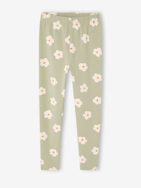 Bedrukte legging voor meisjes amandelgroen+blauw+blauwgroen+groen, bedrukt+inktblauw+roze, bedrukt+zachtpaars - vertbaudet enfant 