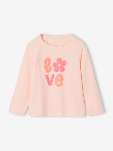 Set van 3 BASICS meisjesshirts met lange mouwen antraciet+ecru+grijsblauw+indigoblauw+koraal+rozen+zachtpaars - vertbaudet enfant 