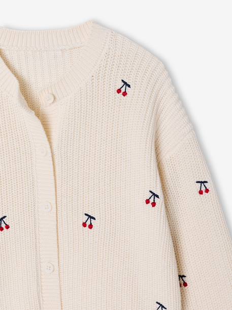 Meisjesvest met versieringen ecru+grijsblauw+olijf+rouge+vanille - vertbaudet enfant 