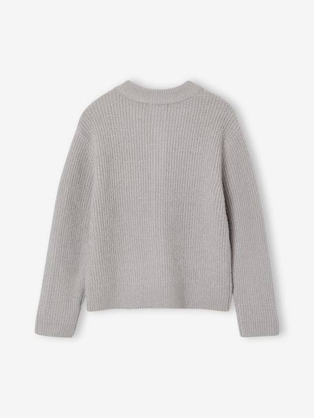 Vestje voor meisjes van fijn, schuimig breisel gemêleerd grijs+koraal+pioenroos - vertbaudet enfant 