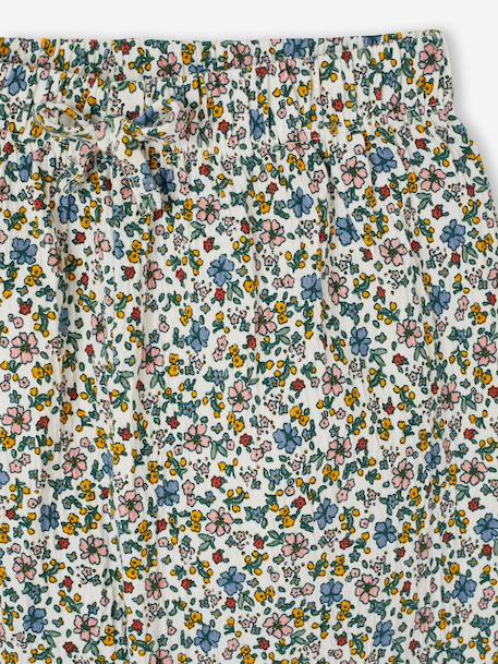 Wijde legging met golvend effect voor meisjes koraal+saliegroen+wit, bedrukt+zachtpaars - vertbaudet enfant 