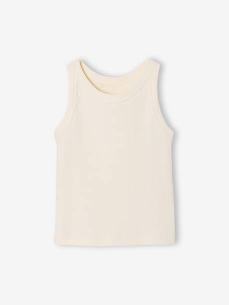 Meisjessweater in ribstof beige+blauw, gestreept+ecru+saliegroen - vertbaudet enfant 