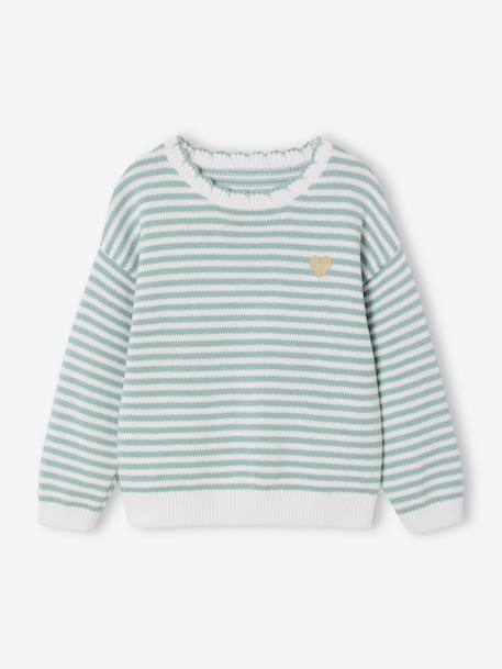 Gestreepte meisjestrui grijsblauw+marineblauw - vertbaudet enfant 