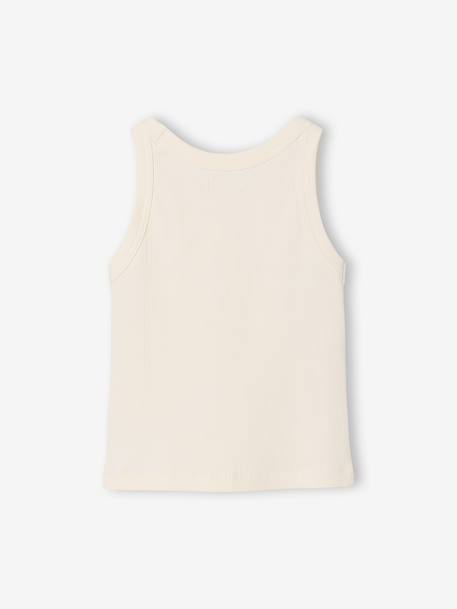 Meisjessweater in ribstof beige+blauw, gestreept+ecru+saliegroen - vertbaudet enfant 