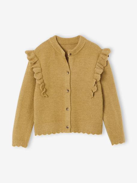 Meisjesvest met fantasie ruches brons+roze (poederkleur) - vertbaudet enfant 