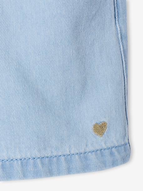Lichtgewicht denim meisjesshort die gemakkelijk aan te trekken is gebleekt denim+stone - vertbaudet enfant 
