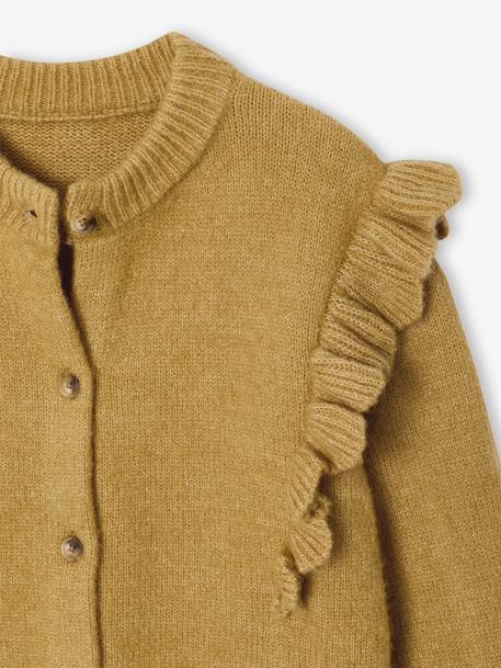 Meisjesvest met fantasie ruches brons+roze (poederkleur) - vertbaudet enfant 