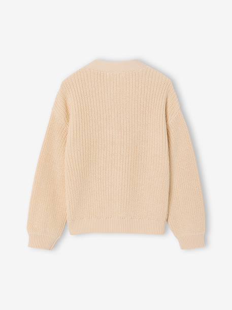Meisjesvestje van kabeltricot rozen+vanille - vertbaudet enfant 