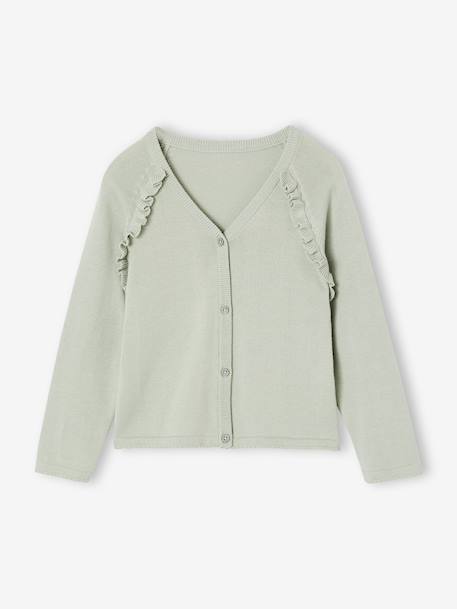 Meisjesvest met ruches ecru+goudbeige+groen - vertbaudet enfant 