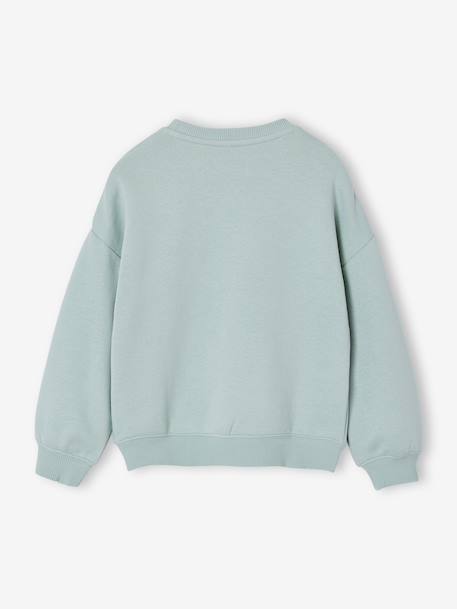 Sweater voor meisjes met positieve boodschap blauwgroen+lichtroze - vertbaudet enfant 