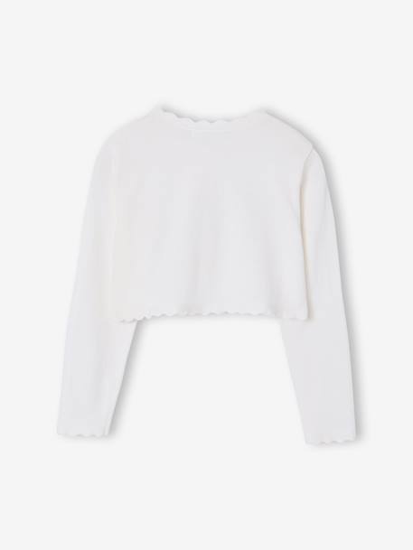 Bolero voor meisjes met een praktische opening saliegroen+wit - vertbaudet enfant 