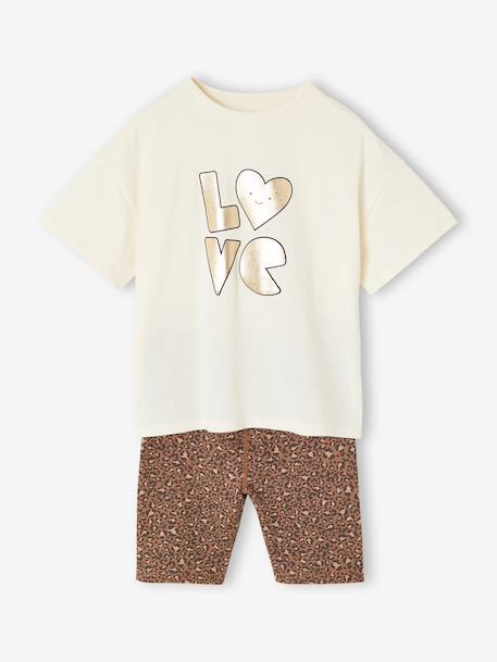 Set meisjes t-shirt en short ecru - vertbaudet enfant 