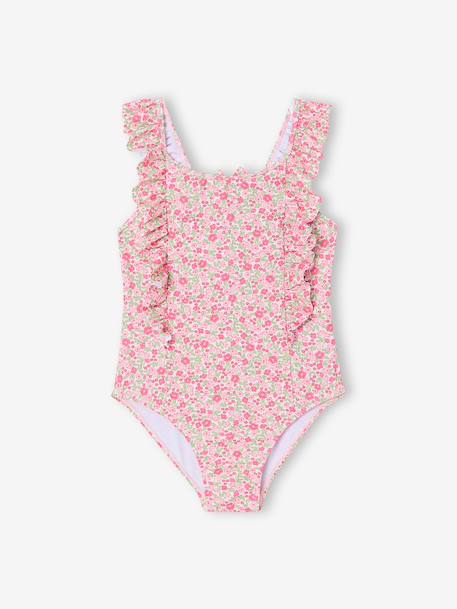 Badpak voor meisjes met bloemen lichtroze - vertbaudet enfant 