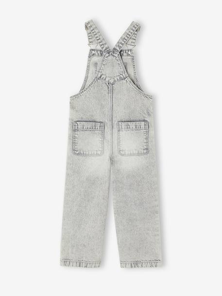 Wijde salopet van jeans voor meisjes denimgrijs+middenblauw+stone+zwart denim - vertbaudet enfant 