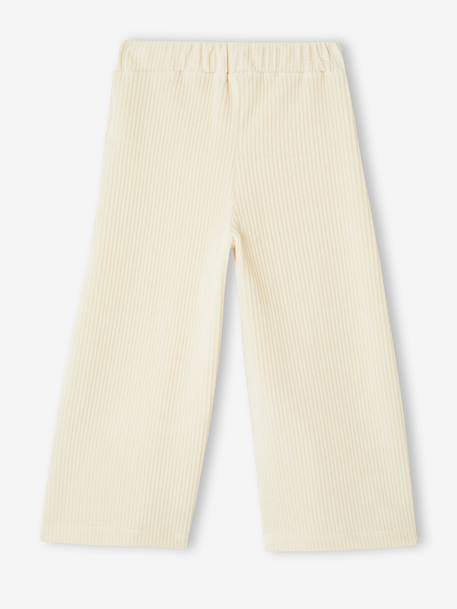 Wijde, fluwelen broek voor meisjes antraciet+bruin+chocoladebruin+ecru+grijsblauw+kaki+pruim+rozen+zachtpaars - vertbaudet enfant 
