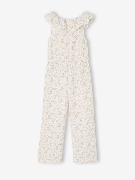 Gebloemd jumpsuit voor meisjes lichtroze - vertbaudet enfant 