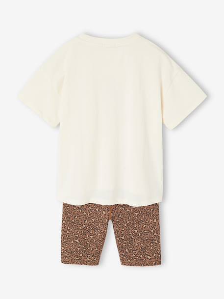 Set meisjes t-shirt en short ecru - vertbaudet enfant 