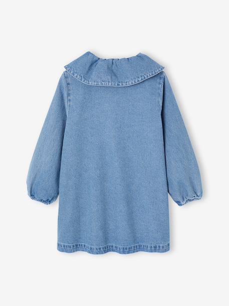 Denim jurk voor meisjes met ruches middenblauw - vertbaudet enfant 