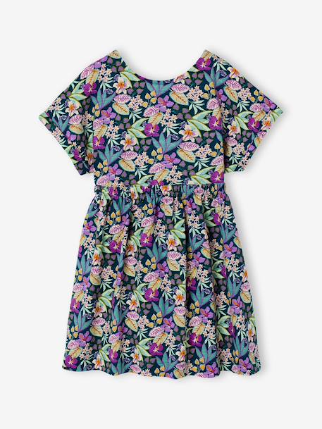 Jurk voor meisjes met bloemenprint groen - vertbaudet enfant 