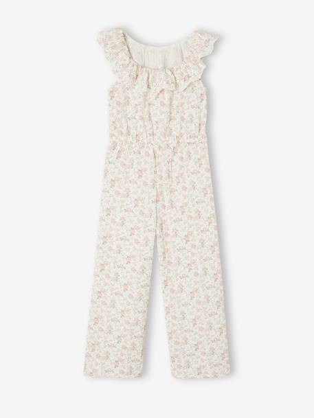 Gebloemd jumpsuit voor meisjes lichtroze - vertbaudet enfant 