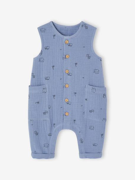 Boxpakje van katoengaas blauw+ecru+saliegroen - vertbaudet enfant 