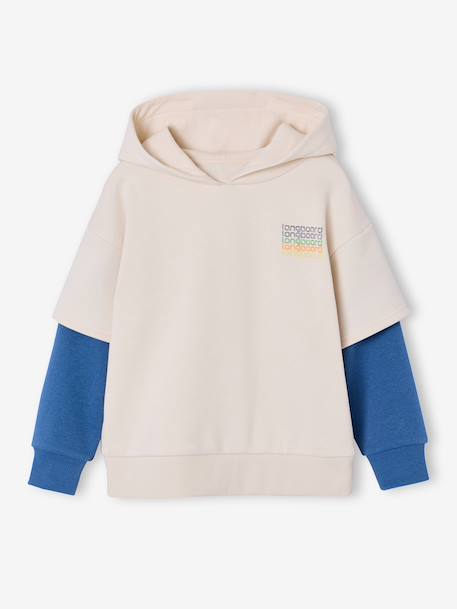 Sweater voor jongens met dubbele mouwen ecru - vertbaudet enfant 