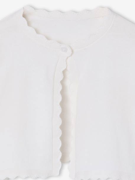 Bolero voor meisjes met een praktische opening saliegroen+wit - vertbaudet enfant 