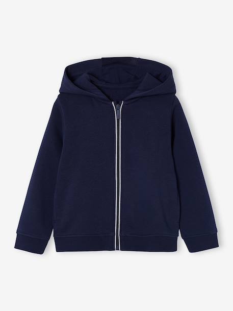 sweater met rits met capuchon voor meisjes marineblauw+oudroze - vertbaudet enfant 