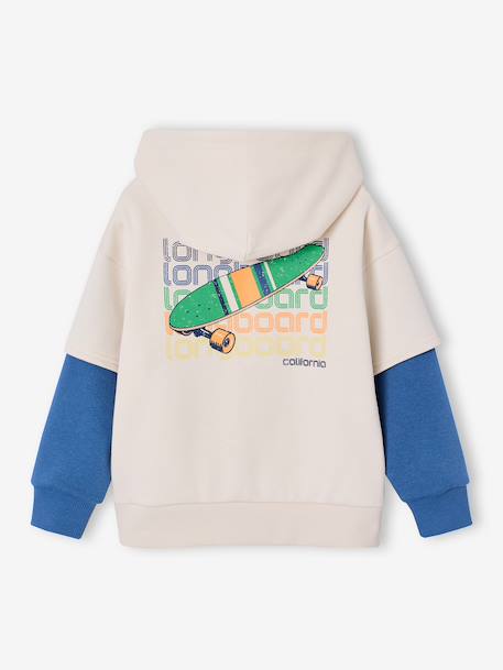 Sweater voor jongens met dubbele mouwen ecru - vertbaudet enfant 
