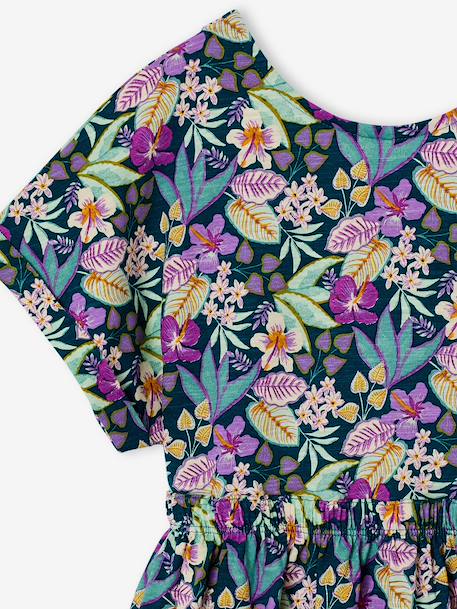 Jurk voor meisjes met bloemenprint groen - vertbaudet enfant 