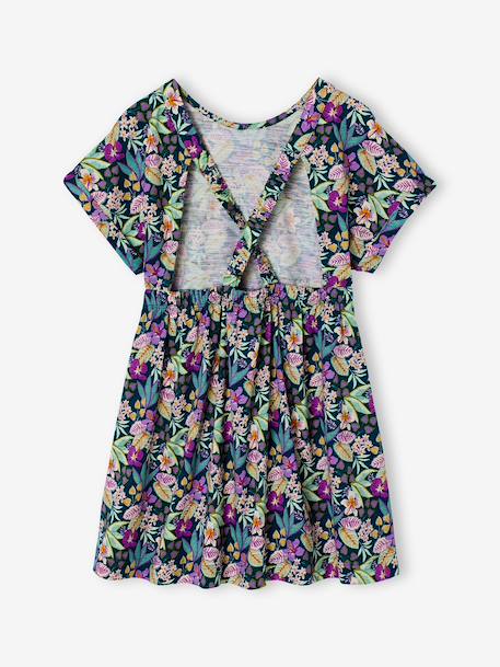 Jurk voor meisjes met bloemenprint groen - vertbaudet enfant 