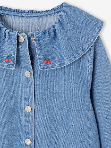 Denim jurk voor meisjes met ruches middenblauw - vertbaudet enfant 