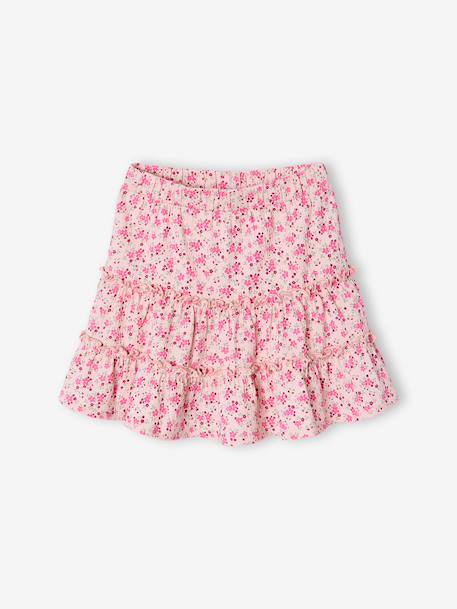 Meisjes rok short van jersey ecru+lichtroze - vertbaudet enfant 