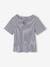 T-shirt voor meisjes met een fantasieknoop blauw, gestreept+geel - vertbaudet enfant 