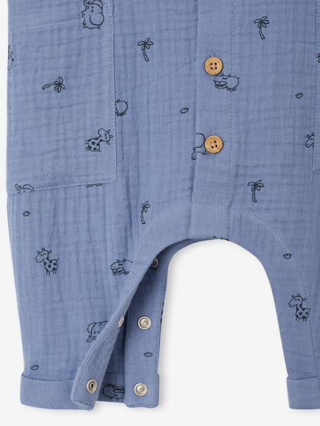 Boxpakje van katoengaas blauw+ecru+saliegroen - vertbaudet enfant 